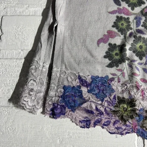 Vintage Y2K‎ Weavers Tank Top Womens XL Gray Purple Floral Lace Trim Fairy Cami - Picture 11 of 11